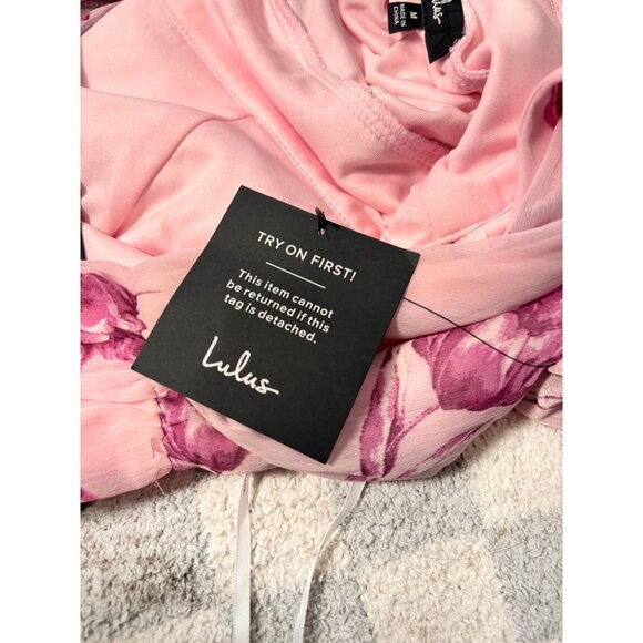 Lulus Pink Floral Romantic Maxi Dress With Deep V-Neck & Sleeveless Design Size - Picture 6 of 13